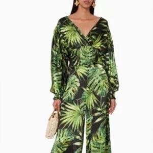 Caroline Constas Green Long Sleeve Bishop Gown